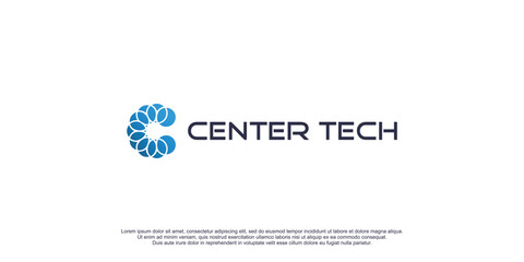 Tech logo with monogram letter C design and creative concept premium vector