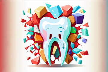 set of dental problems, tooth decay, white background , vector illustration, Made by AI,Artificial intelligence