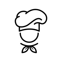 Chef in cooking hat line icon. Restaurant, menu, professional, occupation. Cooking concept. Vector illustration can be used for topics like catering, food, service