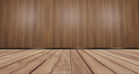 wooden floor backdrop Wooden floor and walls 3D illustration
