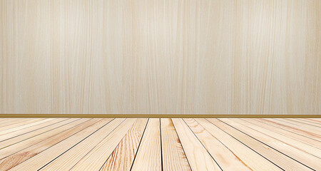 wooden floor backdrop Wooden floor and walls 3D illustration