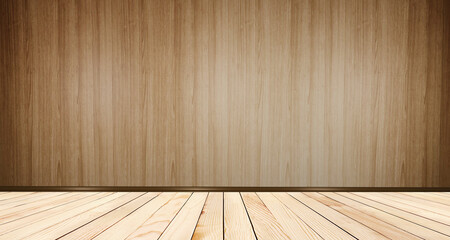 wooden floor backdrop Wooden floor and walls 3D illustration
