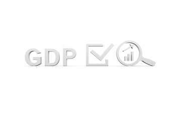GDP concept white background 3d render illustration