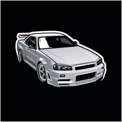 Obraz na płótnie Canvas white racing car illustration vector