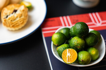 Chinese cookies and limes