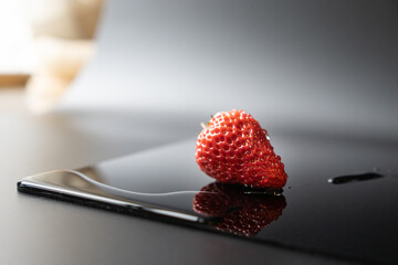 strawberry on black