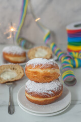sweet home made Krapfen or Berliner doughnuts