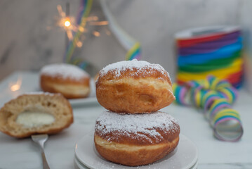 sweet home made Krapfen or Berliner doughnuts