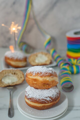 sweet home made Krapfen or Berliner doughnuts