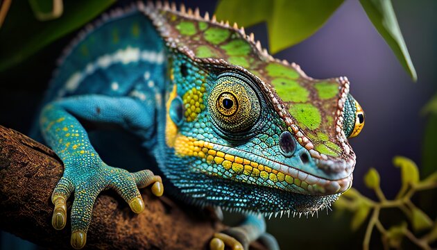 Vibrant Colors of a Close-Up Chameleon