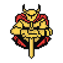 Fototapeta premium Knight cartoon character in pixel art style. pixel art warrior