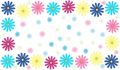 beautiful floral background of multicolored flowers on a light background