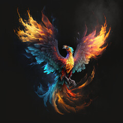 blue and red phoenix