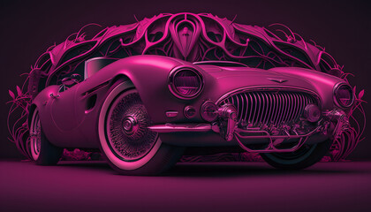 Naklejka premium Pink Perfection: A Vintage Automotive Beauty