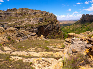 Charming rocky landscape in Antsirabe, wild nature of Madagascar.