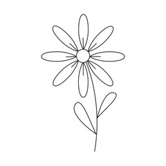Hand drawn spring flower with leaves.