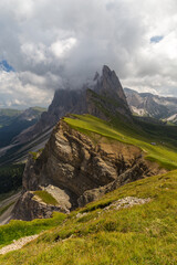 Seceda mountains in a cloudy day , Dolomites