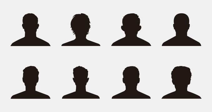 Man avatar silhouette set. Collection silhouettes. Male head silhouettes avatars. People avatar profile or icon vector