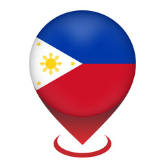 Fototapeta premium Map pointer with contry Philippines. Philippines flag. Vector illustration.