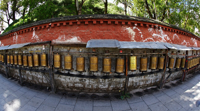 Prayer drums at the Potala palace in Tibet