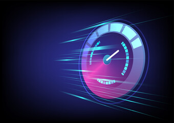 Illustration speed meter technology background.