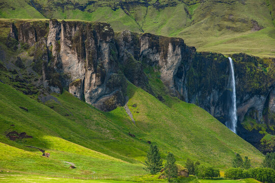 the waterfall "Foss a Sidu" in south Iceland