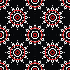 Red white and black abstract floral pattern