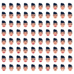 80 Different cartoon face emotion set. Boy cartoon face emotions. Funny and cute emotions