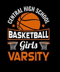 Central high school basketball girls varsity T-shirt design 