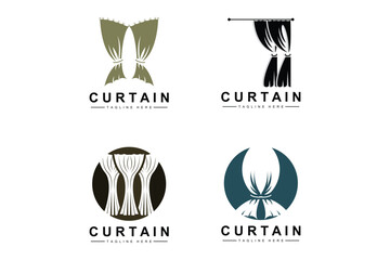 Fototapeta na wymiar Home And Exhibition Curtain Logo Design, Building Decoration Vector Illustration