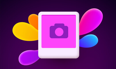 Social media photo frame with colorful elements.