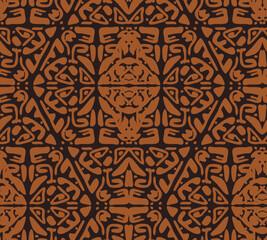 Geometric ethnic ornament pattern. Embroidery with retro style.