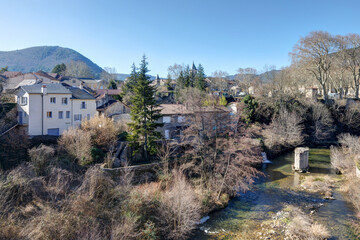 Vue du village de Nant dans le département de l'Aveyron en région Occitanie
