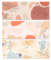 Design banner frame flower Spring background with beautiful. flower background for design. Colorful background with tropical plants. Place for your text.