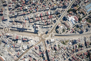 Fototapeta premium Turkey and Syria Earthquake Appeal. Hatay drone photo