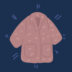 Cartoon vector illustration of fur artificial winter coat