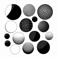  black and white round empty stickers line art vector, generative artificial intelligence