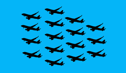 Commercial aircraft overflying the sky and arriving at airport
