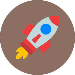 Rocket Multicolor Circle Flat Icon