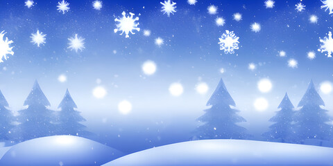 Fototapeta na wymiar Natural Winter Christmas background with sky, heavy snow