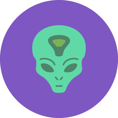 Alien Multicolor Circle Flat Icon