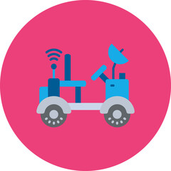 Moon Rover Multicolor Circle Flat Icon