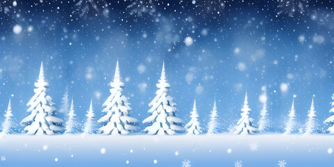 Natural Winter Christmas background with sky, heavy snow