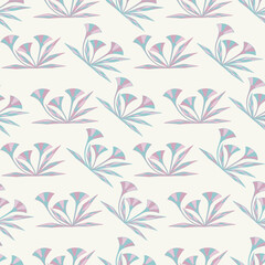 Vector seamless pattern with compositions of abstract flowers. Background from gentle outline flowers on pastel backdrop. 