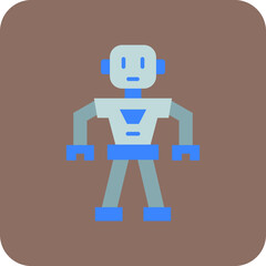 Robot Multicolor Round Corner Flat Icon