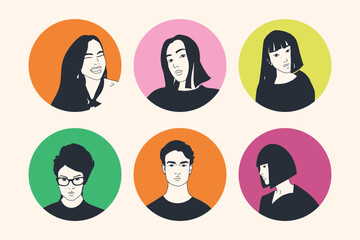 Portrait of a Teenager Asian  boy woman face hair set teen vector