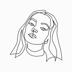 Surreal Faces Continuous line, drawing of set faces and hairstyles, fashion concept, woman's beauty, minimalist, vector illustration, pretty sexy. Take care of yourself.