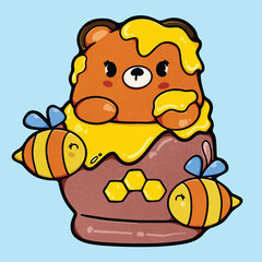 Retro Bear Summer Spring Love Honey 