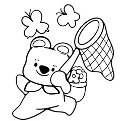 cute retro bear hello spring and summer
