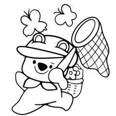 cute retro bear hello spring and summer